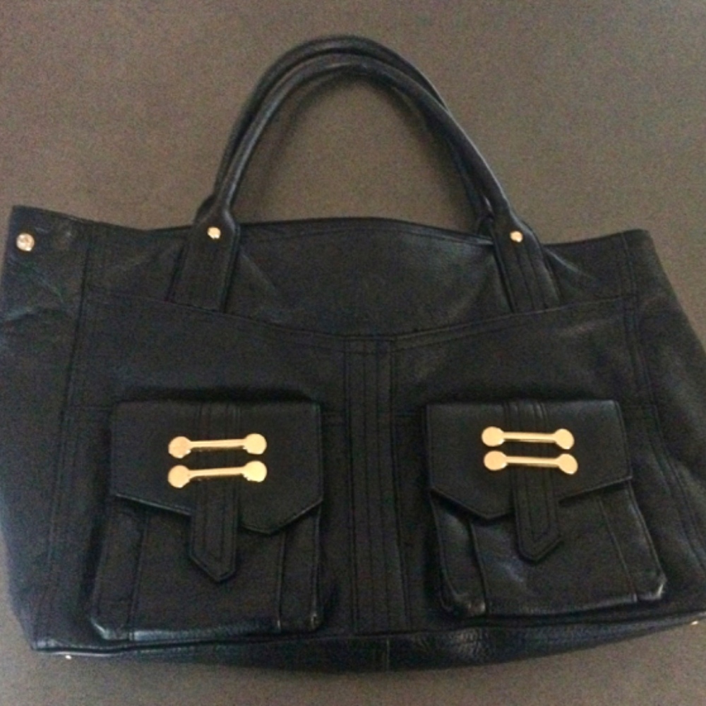 very large black leather Ralph Lauren handbag